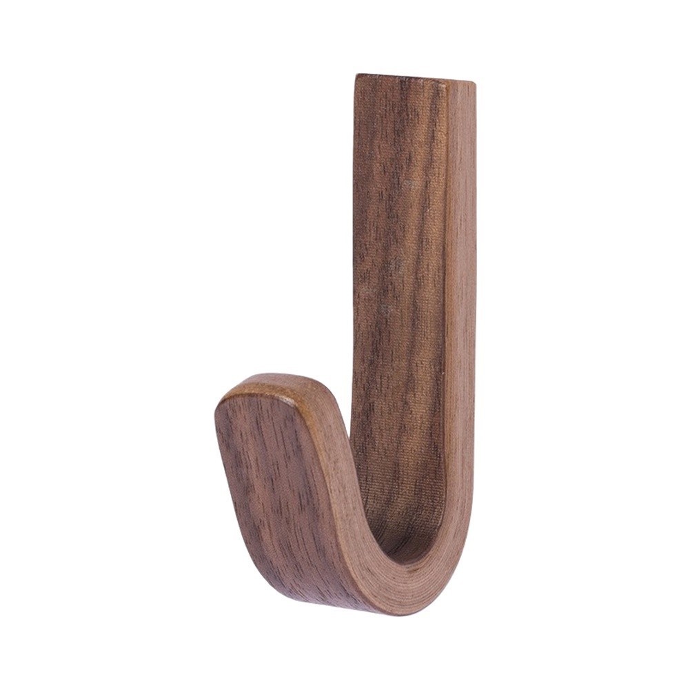 Walnut Wood Wall Hooks Easy Install No Tools 3.5 cm by 6.5 cm Dimensions