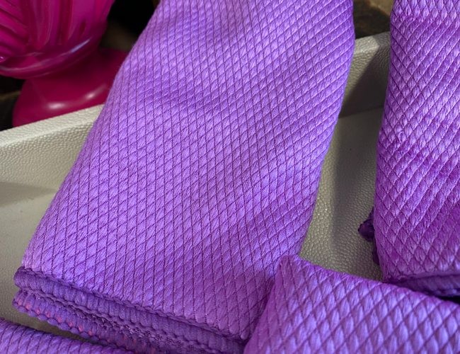 Bio Cleaner 6pc Purple Diamond Weave Microfiber Cloths New Glass Cleaning Lint