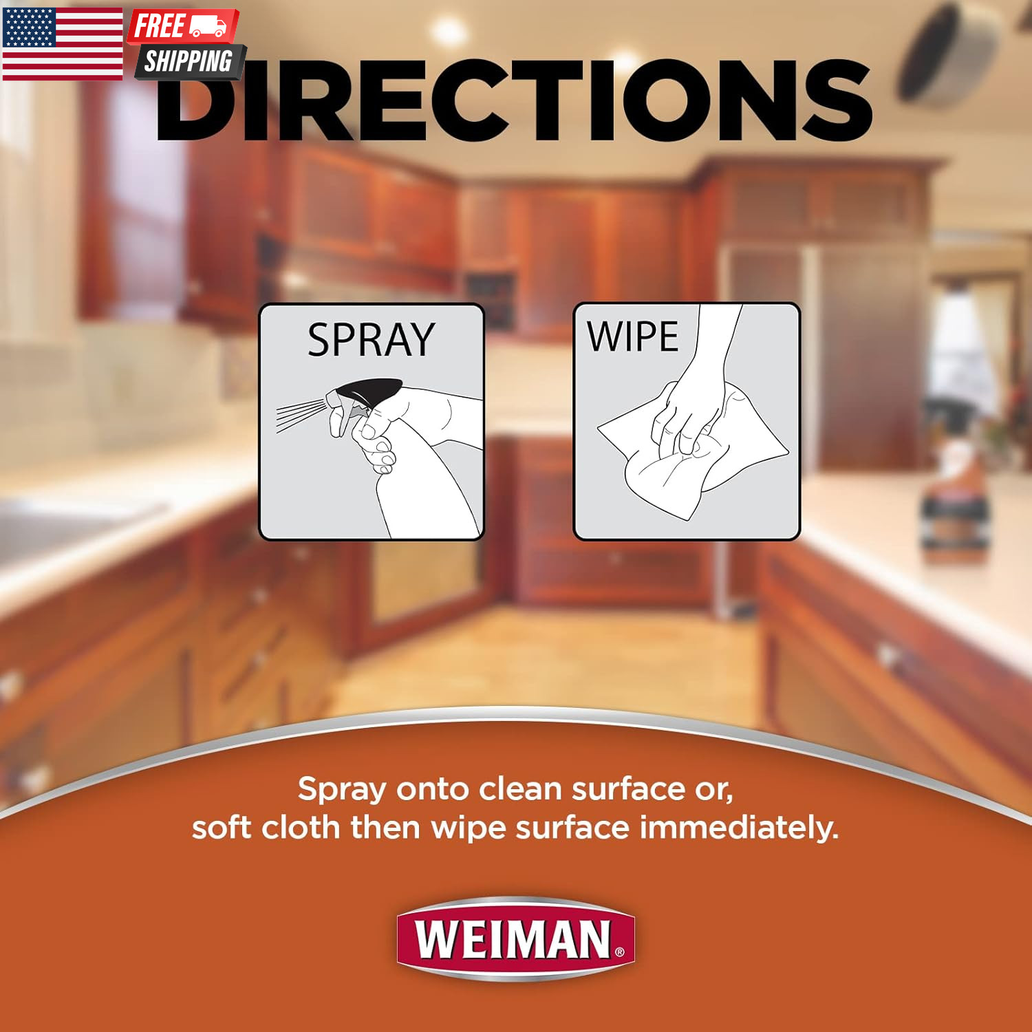Cabinet and Wood Cleaner, Shine, Clean and Protect Spray – for Wood Cabinets, Fu