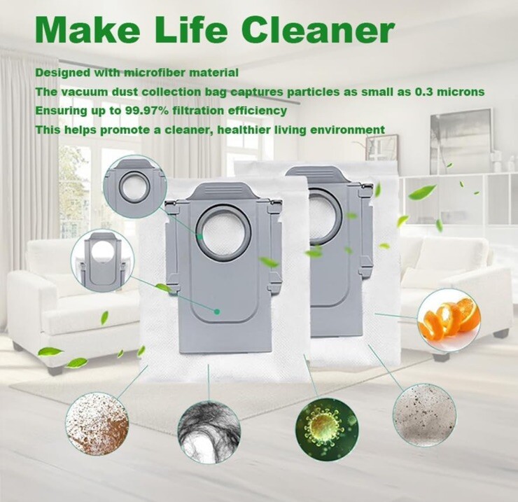 16 Pack Dust Bags Compatible With Roborock Q Revo Robot Vacuum 2.7l Large Capaci