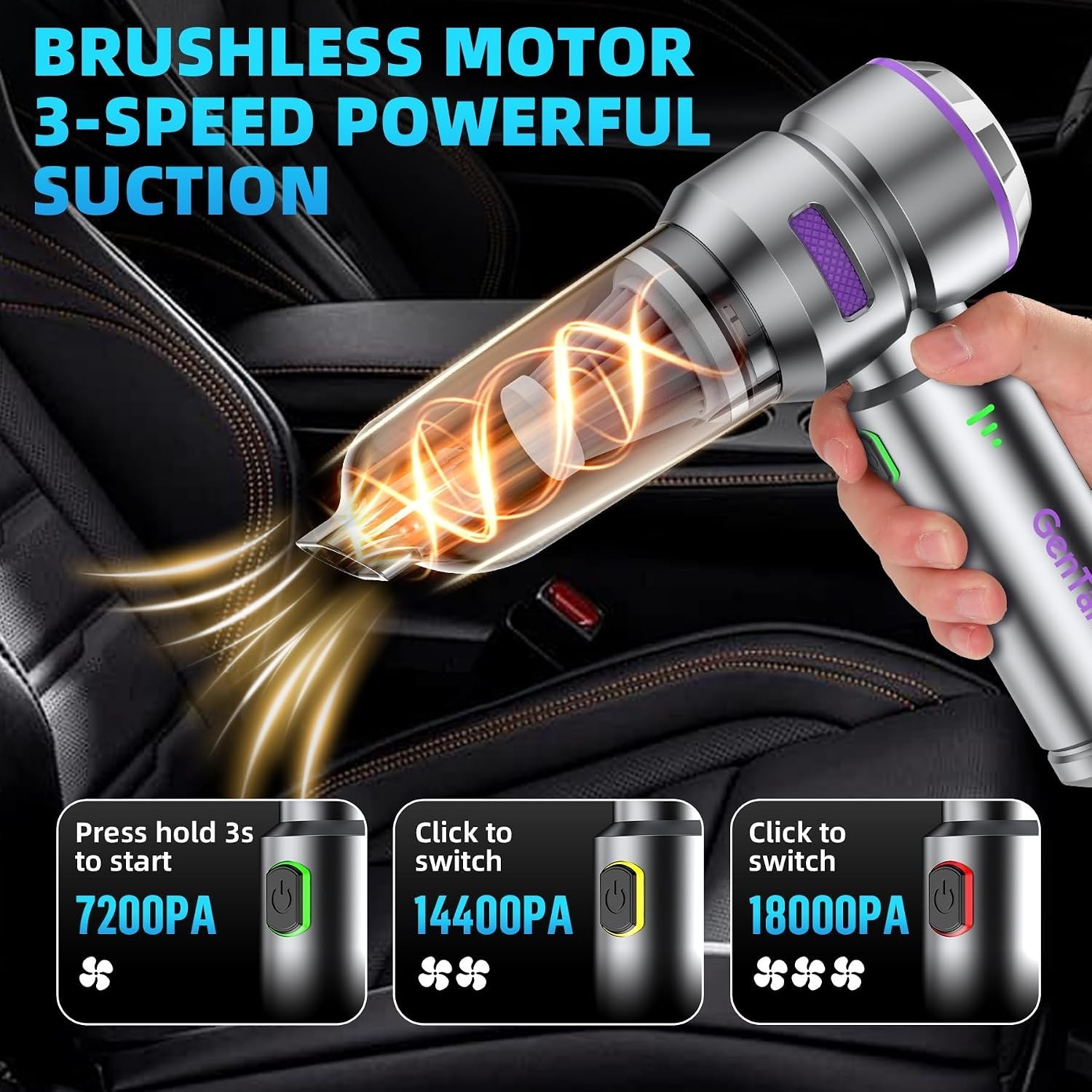 Efficient Car Vacuum with LED Battery Indicator | 35 Min Runtime, Eco-Friendly