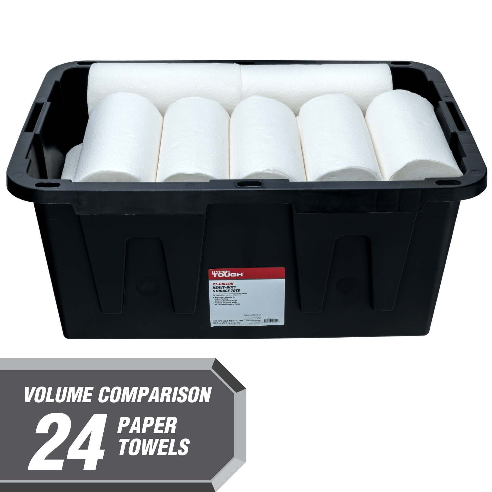 Hyper Tough 27 Gallon Snap Lid Plastic Storage Bin Container Black w/Red Lid,NEW