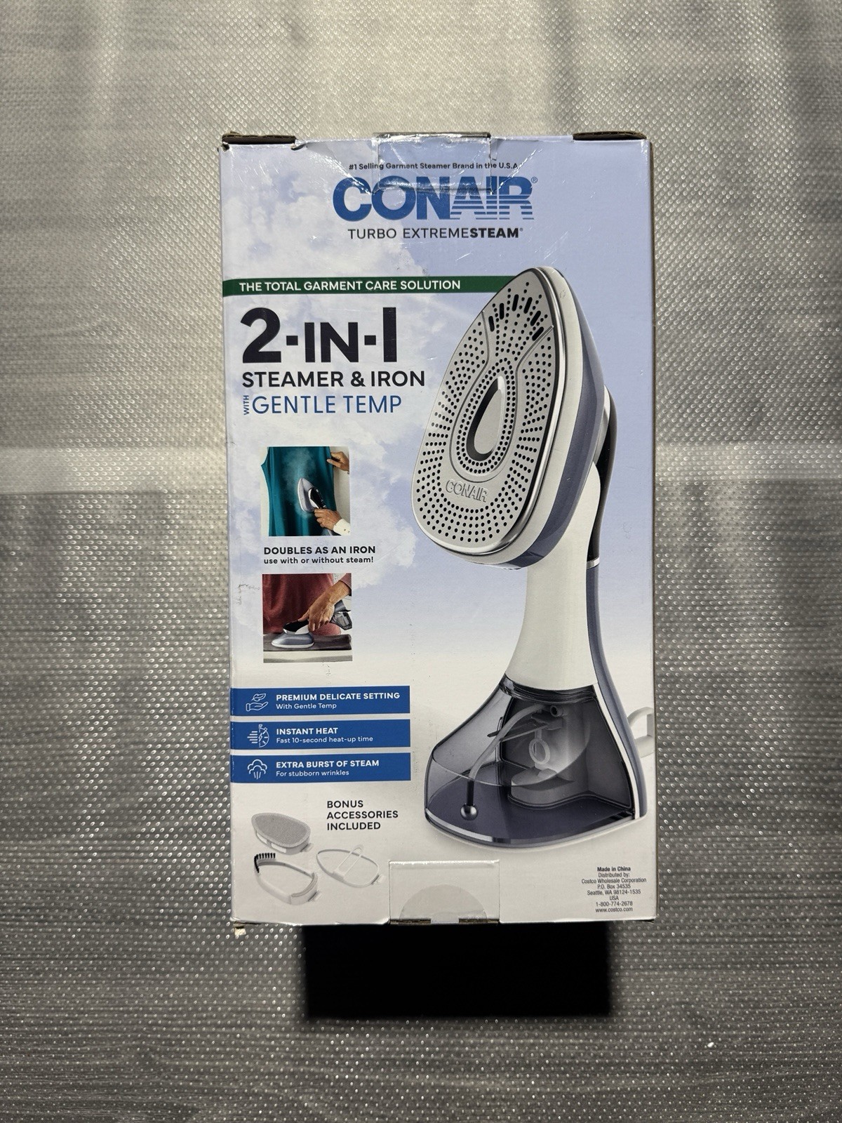 Conair Turbo Extremesteam 2 in 1 Steamer & Iron with Gentle Temp Accessories