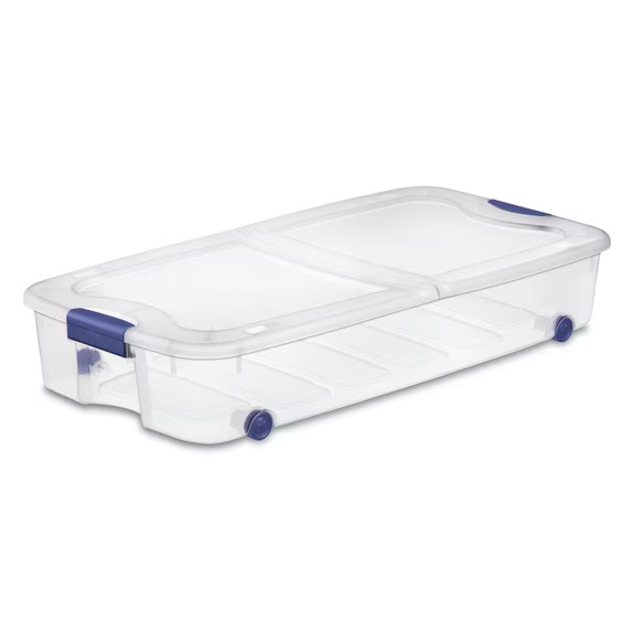 (2 pack) Sterilite 66 Quart Latching Underbed Wheeled Storage Bin