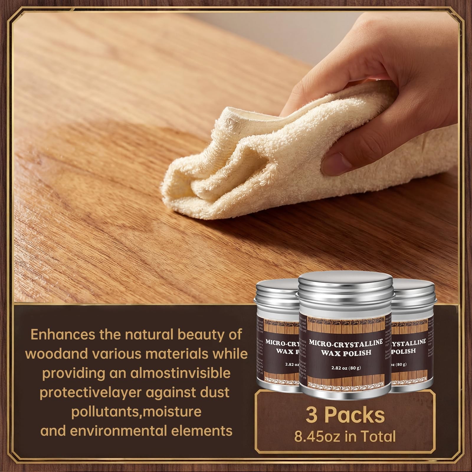 3 Pack Micro-crystalline Wax Polish, 251ml Total, Multi-surface Protective Pa…