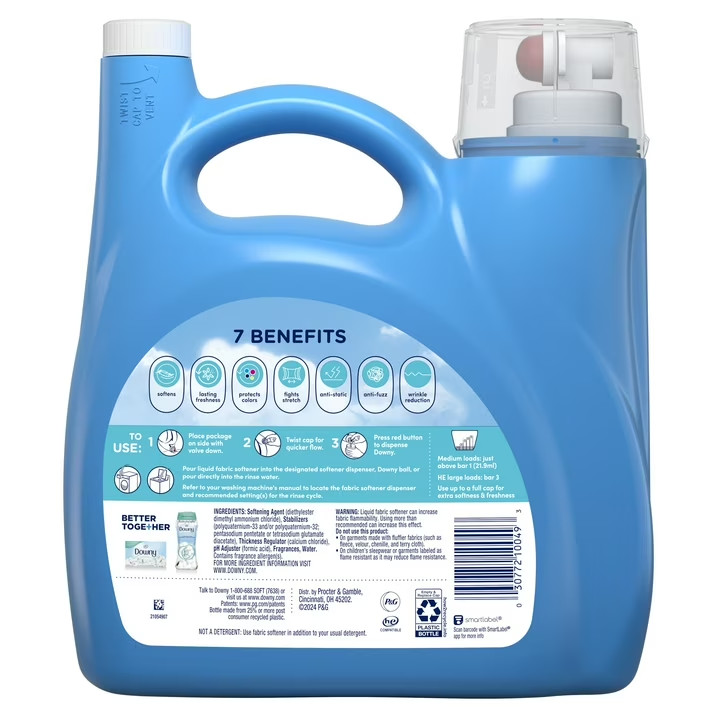Downy Liquid Laundry Fabric Softener and Conditioner,140 fl oz Free Shipping