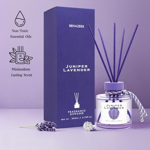 Reed Diffuser, 6.77OZ/200ML Large Capacity Natural Non-Toxic Juniper Lavender