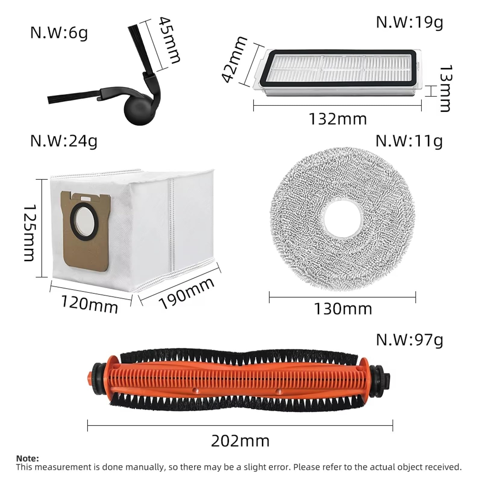 18Pcs Vacuum Replacement Parts for Xiaomi Robot Vacuum 5 / 5 Pro