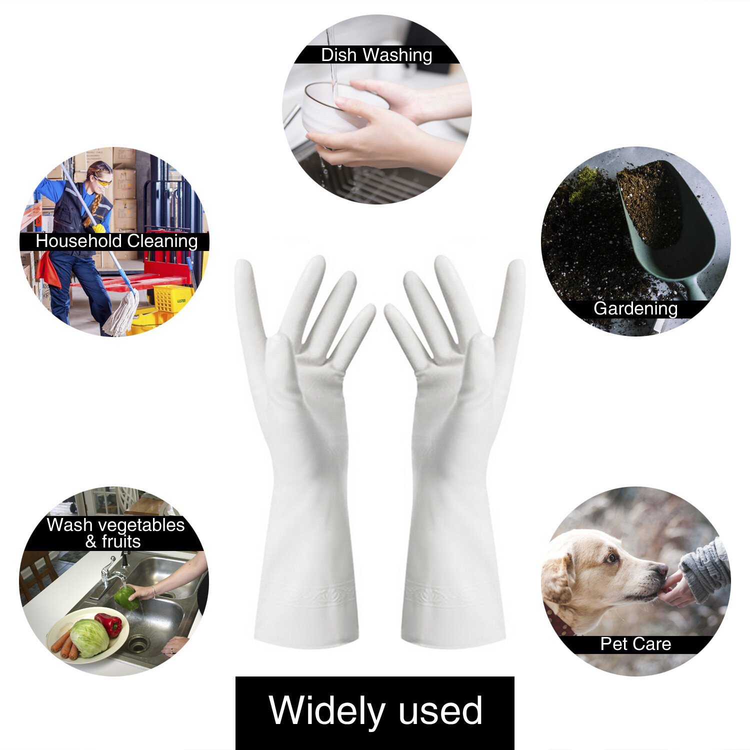 1/2/3/6/9 Pairs Waterproof Reusable Heavy Duty Kitchen Rubber Cleaning Gloves