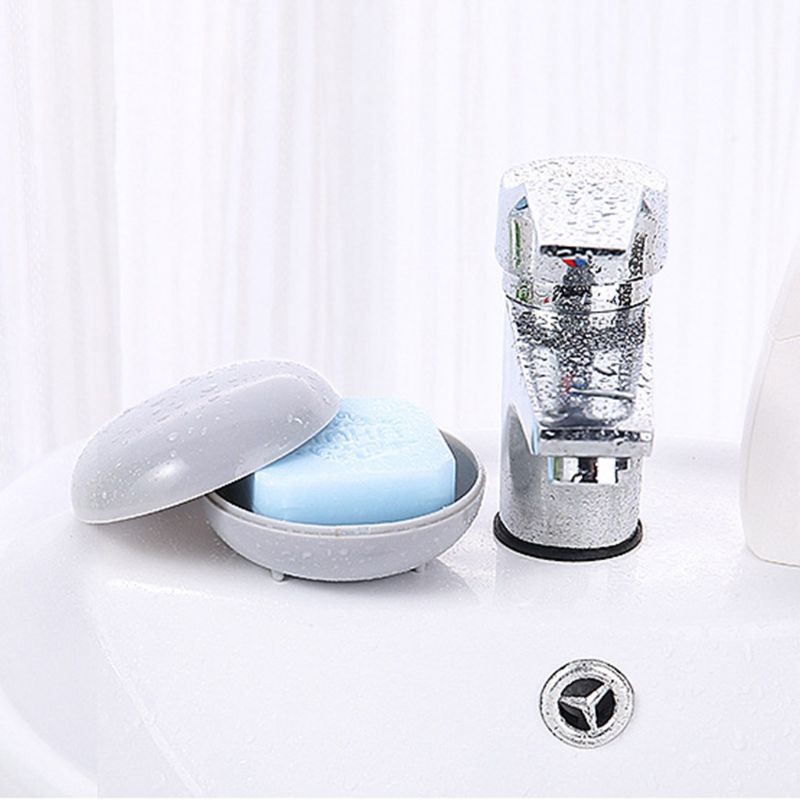 Travel Sealed Box Soap Dish with Cover Portable Storage for Case for Shower Bath