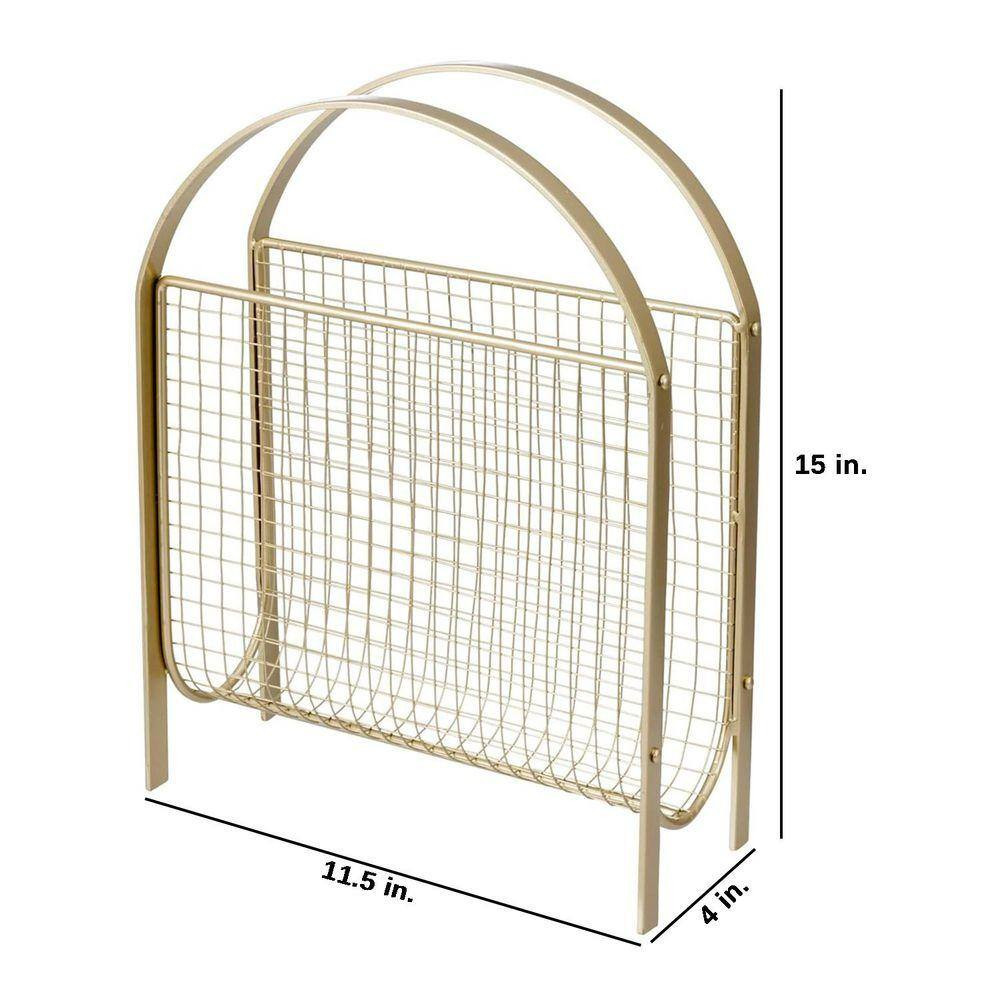 Gold 11.5 In. X 15 In. Metal Freestanding Magazine Rack