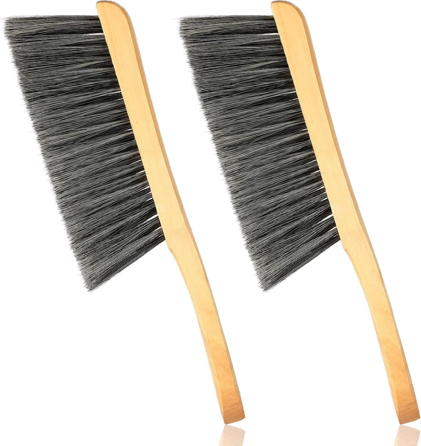 Natural Fiber Bench Brushes with Long Wood Handle for Dusting 2 Count