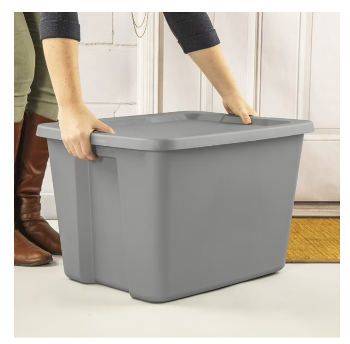 2 Pack 18 Gallon Storage Bins Plastic Container w Lid Gray Stackable Tote