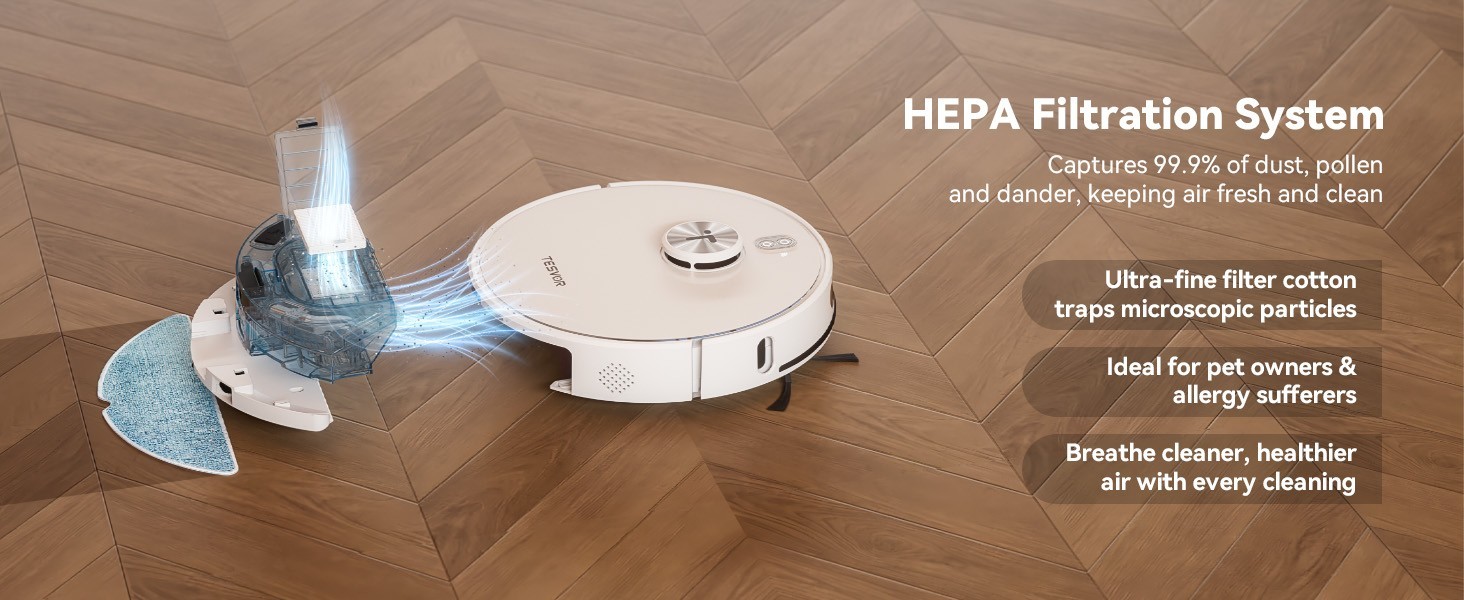 Tesvor S8 Max Robot Vacuum & Mop Self Emptying Station 8000Pa Suction Hard Floor