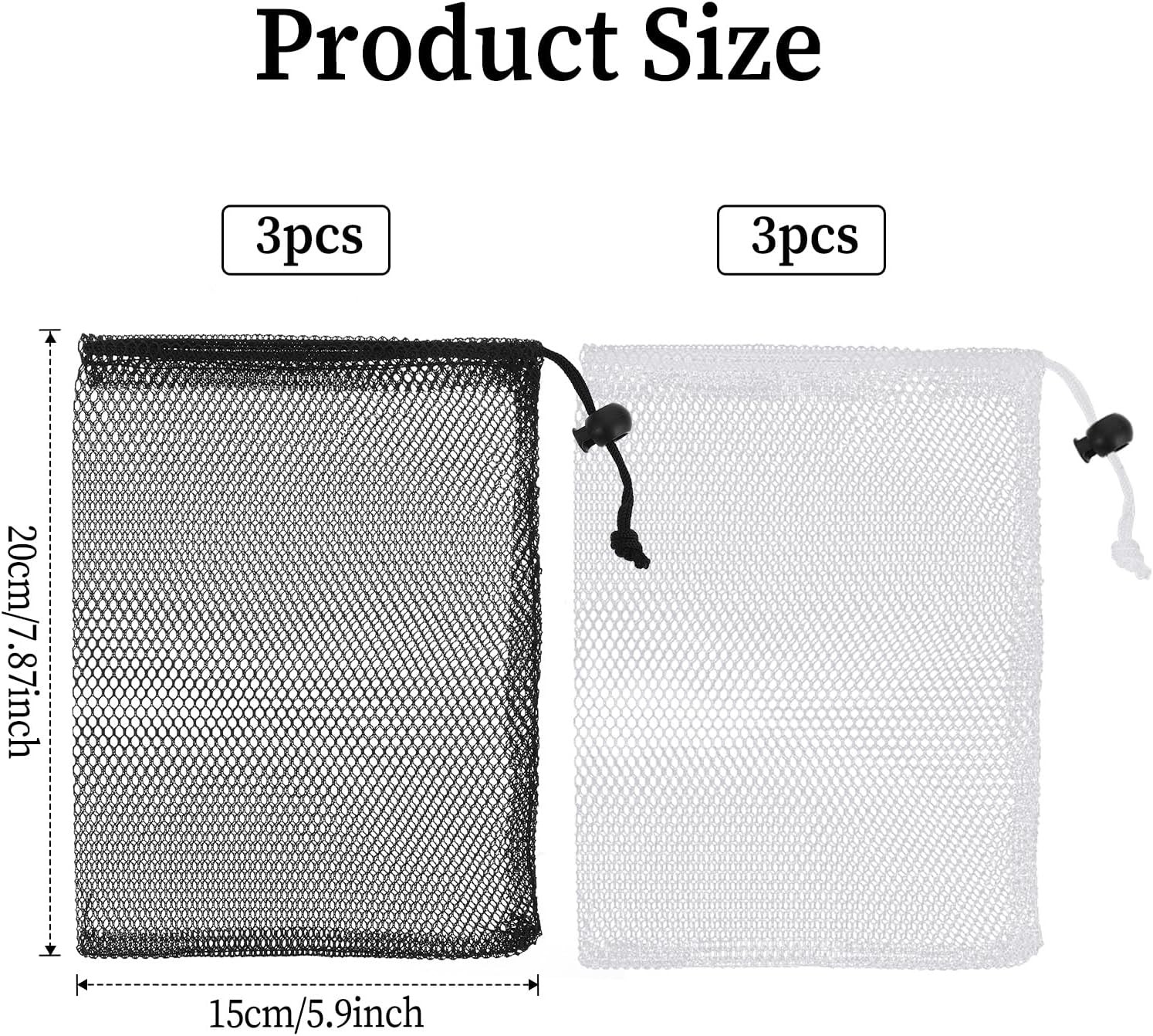 6PCS Small Mesh Drawstring Bags 7.87×5.9in Nylon Net Storage Pouch Travel Set