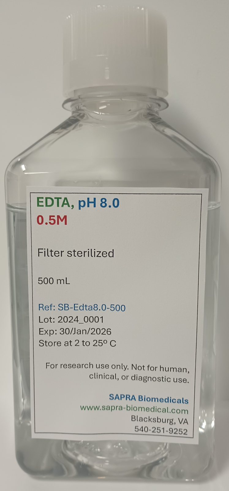 EDTA, 0.5M, pH 8.0 (25 ºC), 500mL