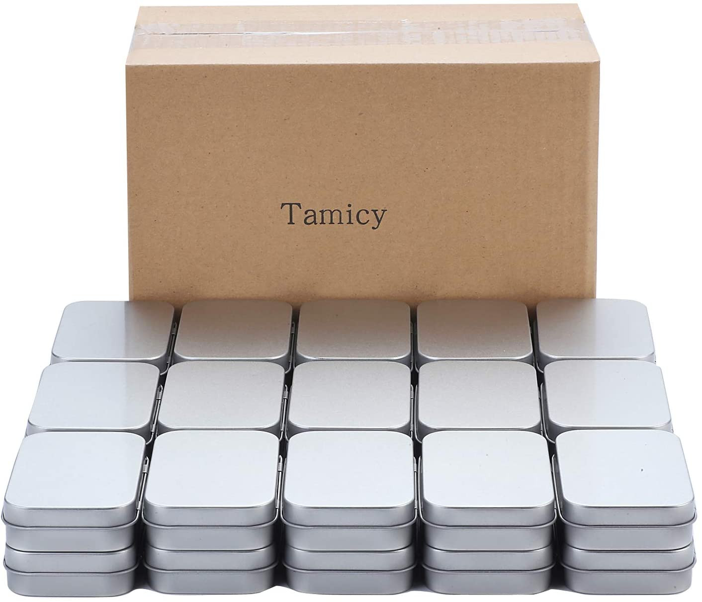 40pcs Metal Rectangular Empty Hinged Tin Box Containers Mini Portable Small Box
