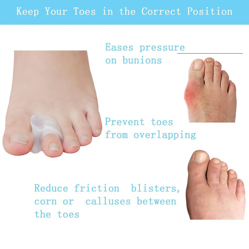 12 Pack Gel Toe Separators Big Toe Spacers Single Loop Corrector Pain Relief Cle
