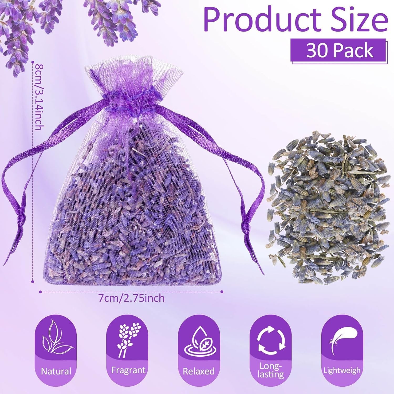 30 Pack Lavender Sachets Bags Bulk for Drawers and Closets Home Fragrance Sachet