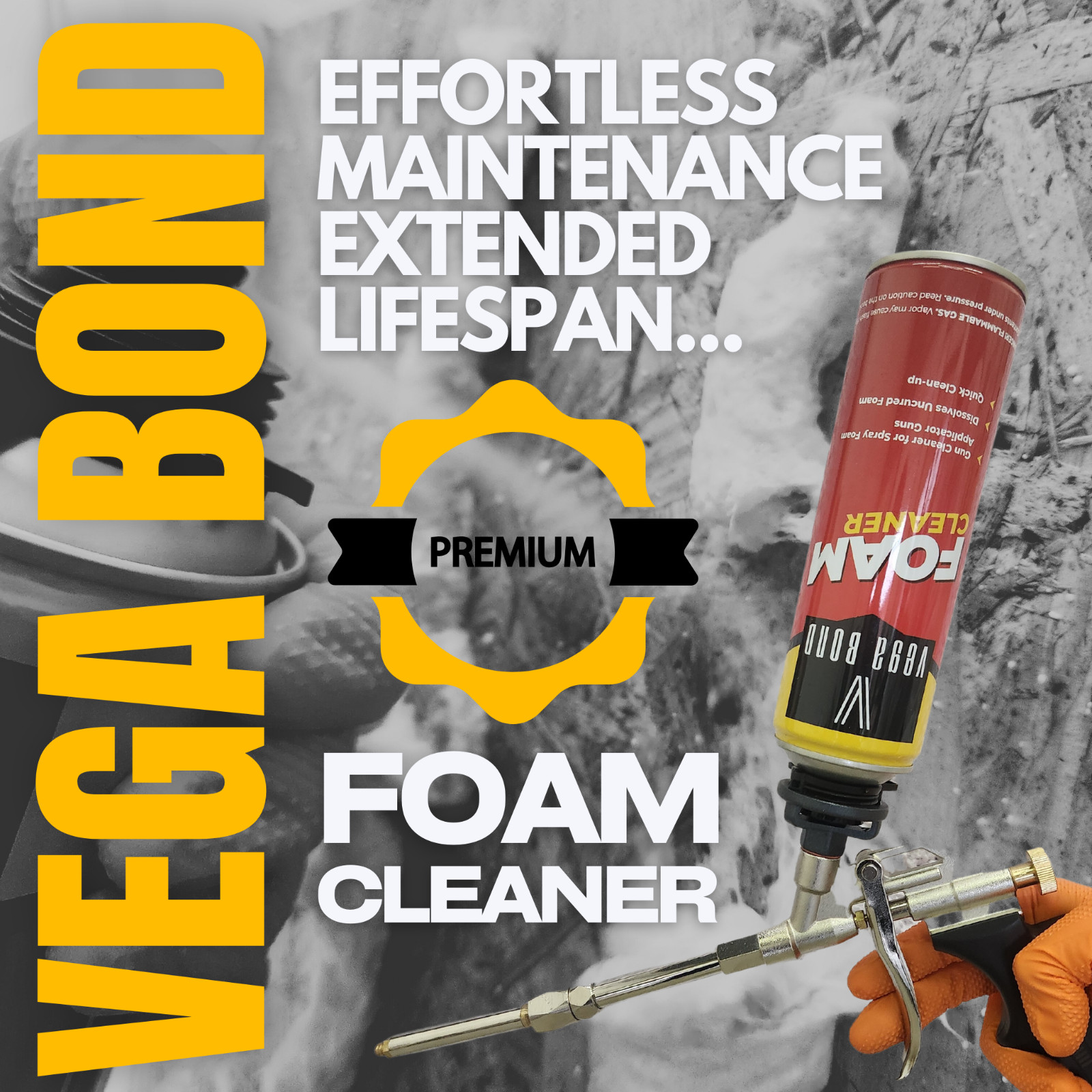 Vega bond Spray Foam Cleaner, 15 oz Dual Pack – Dissolves Uncured Expanding Foam