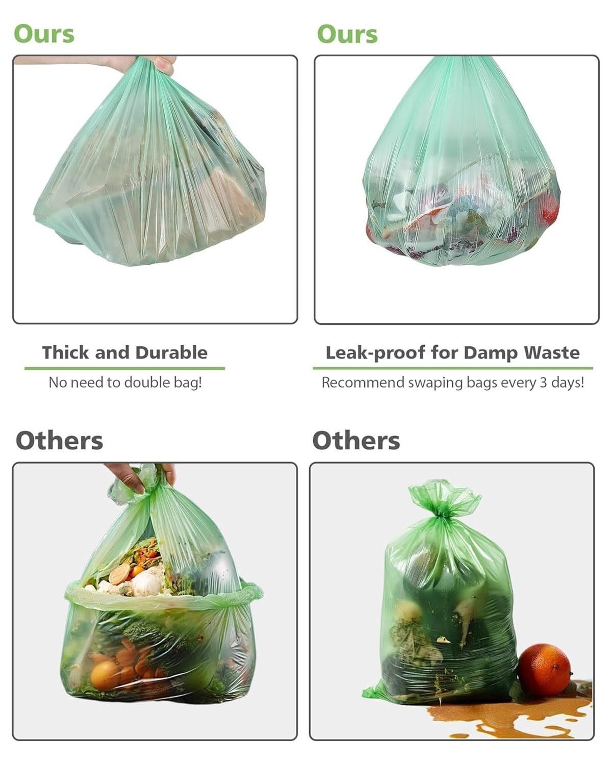 AYOTEE 1.2 Gallon Compostable Trash Bags, 75 75 Count (Pack of 1), GREEN