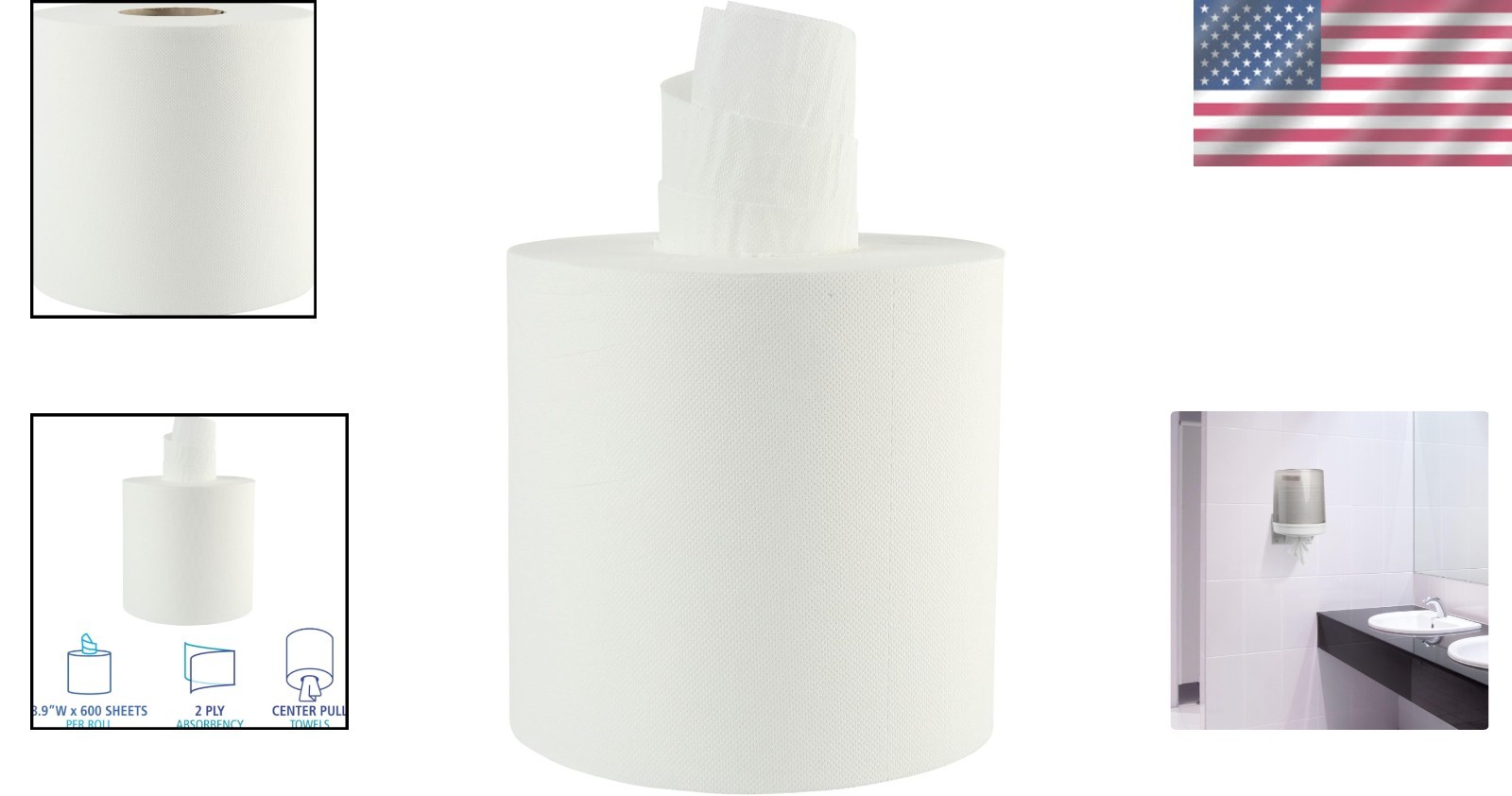 Eco-Friendly 2-Ply Center-Pull Disposable Towel Rolls – 600 Sheets Each, 6 Pack