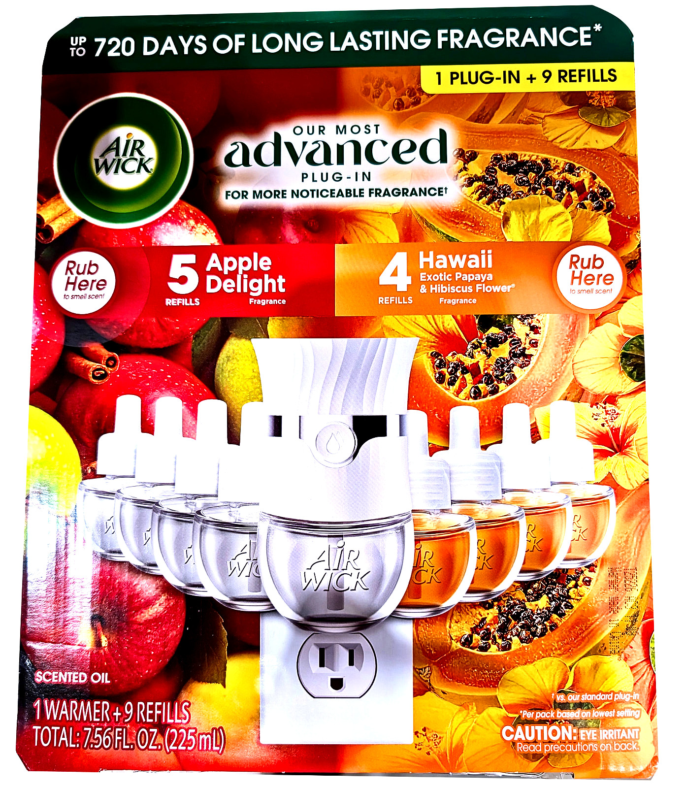 Airwick Scented Oils 1 Plug-in + 9 Refills Variety Pack Apple & Hawaii Scents
