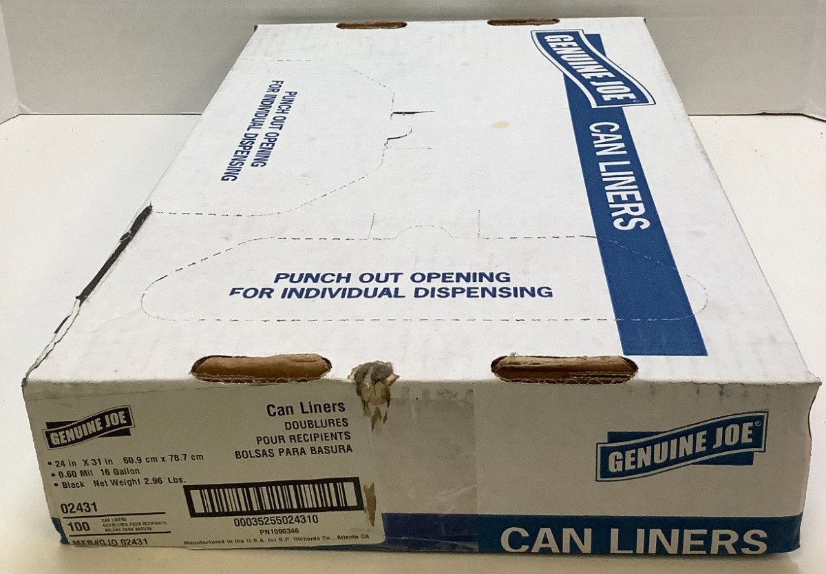 Genuine Joe (02431) Can Liner, Black, 16gal, 24″x31″, 100ct Case, Lot of 2