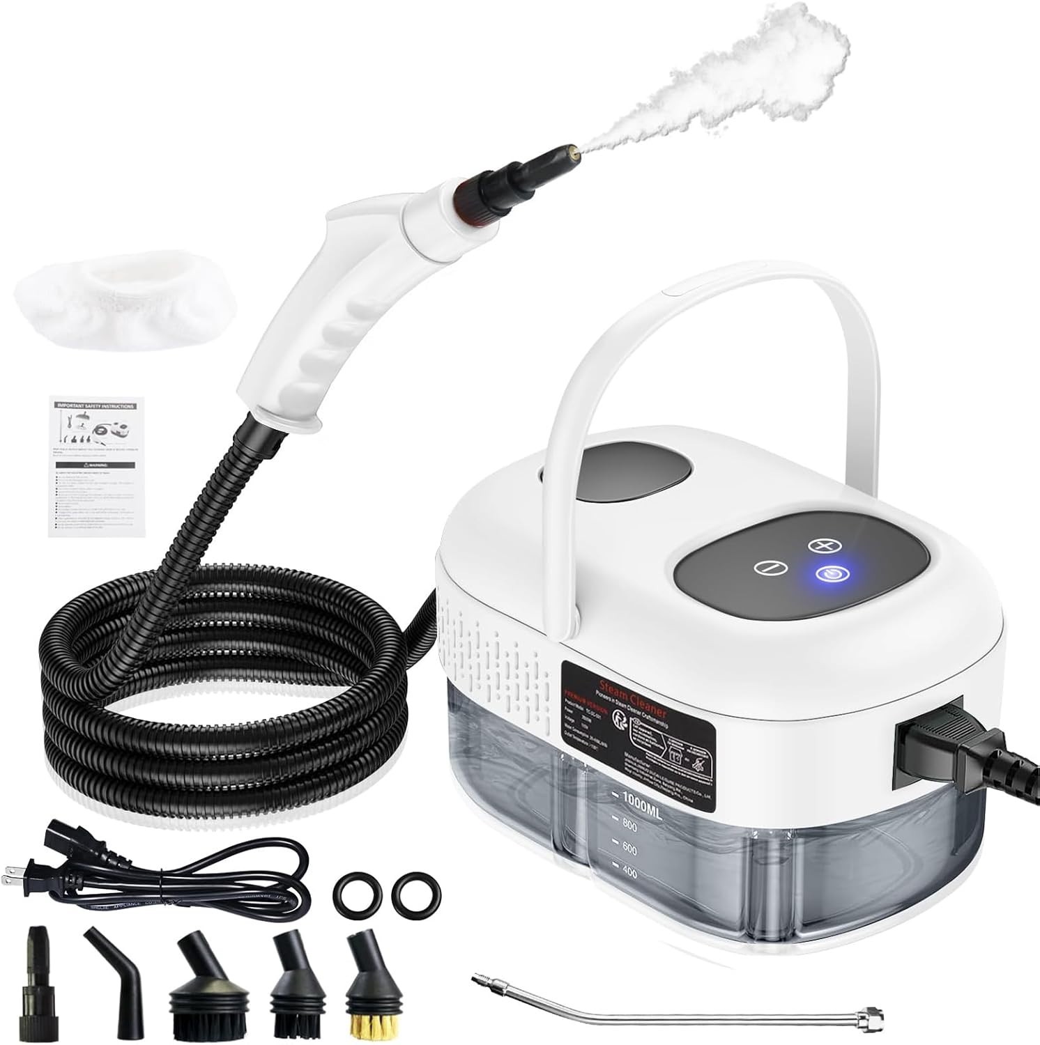 Limpiadora a vapor portátil con alta presión para hogar y coche, 2500W