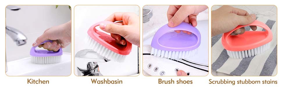 2 Pack Small Scrub Brush,Heavy Duty Stiff Nylon Bristles Cleaning Brush,Durable