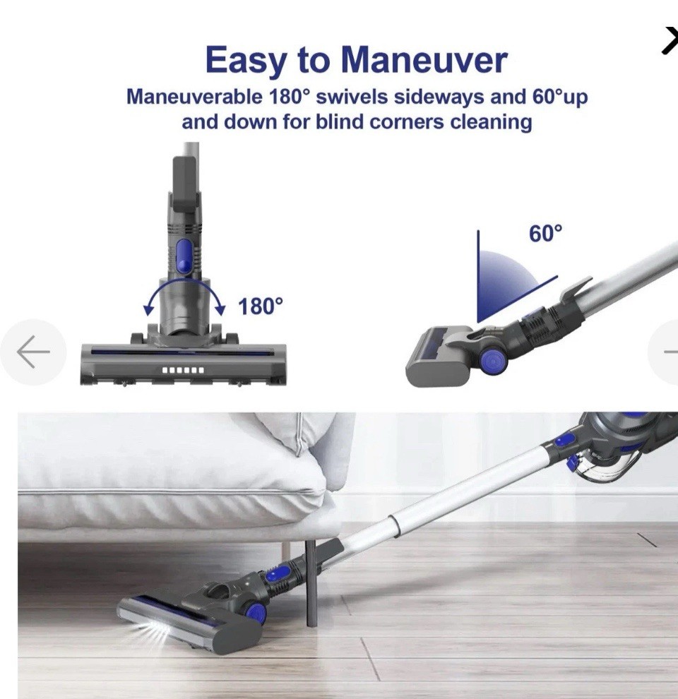 Moosoo XL-618A Cordless 10Kpa 4 in 1 Vacuum Cleaner BLUE 2 batteries