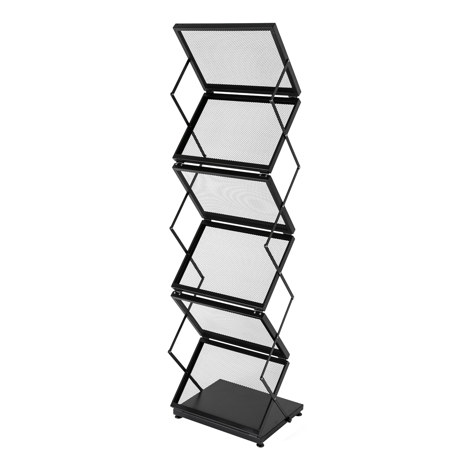 6 Pockets Magazine Rack Foldable Magazine Display Tiered Stand Double A4 Width