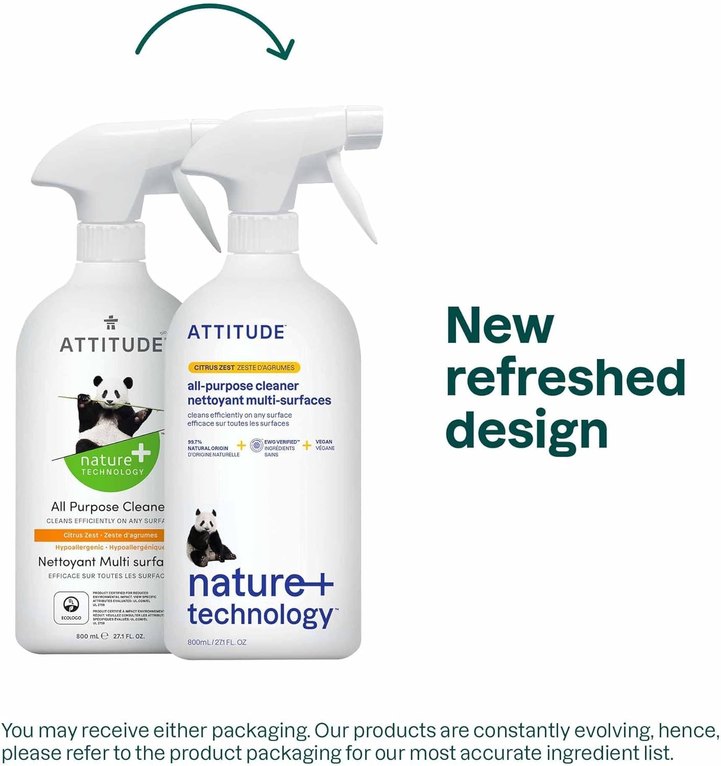 ATTITUDE All Purpose Cleaner Spray, EWG Verified, 27.1 Fl Oz Pack of 1