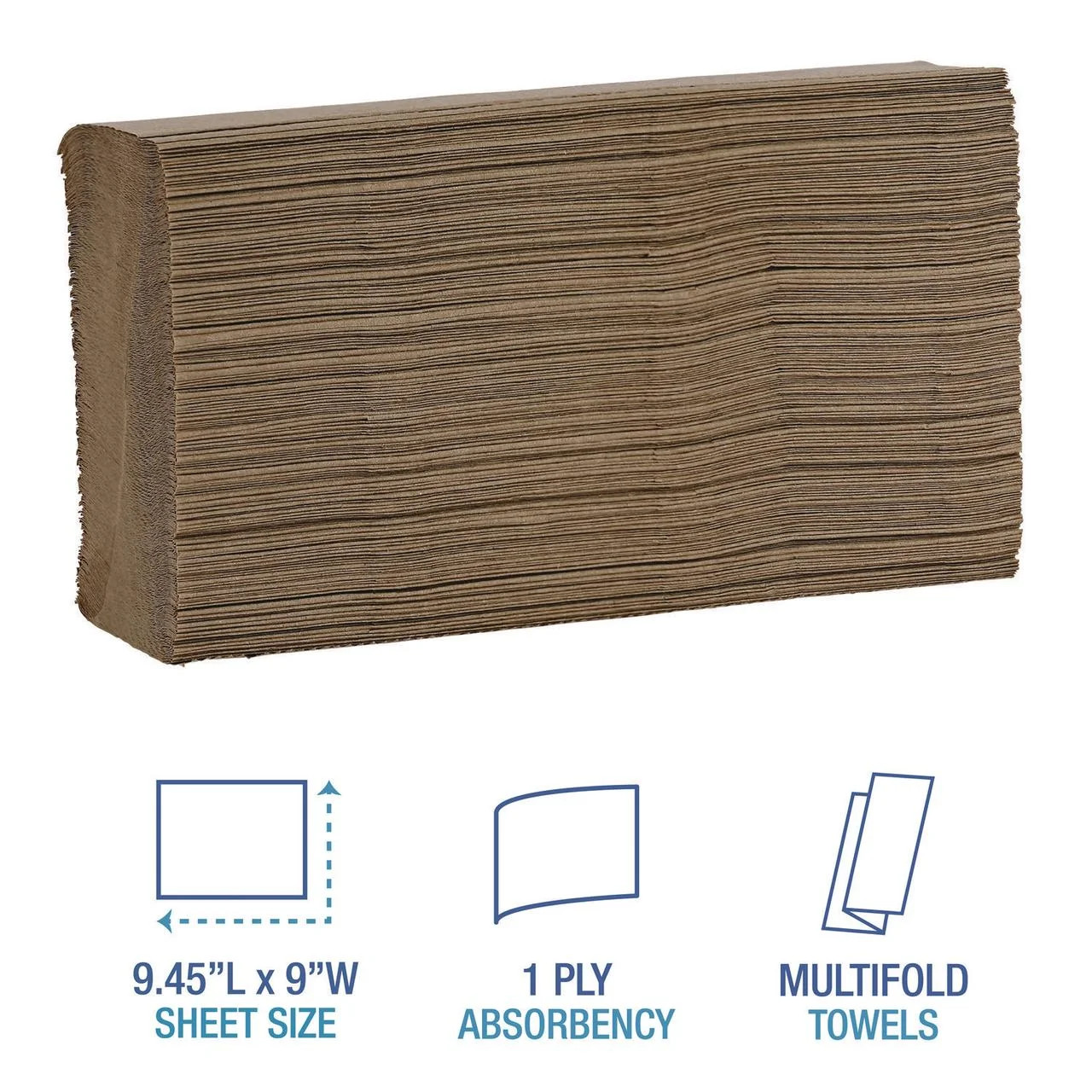 Multifold Commercial Paper Towels, Natural, 9 X 9.45, 250/Pack, 16 Pa