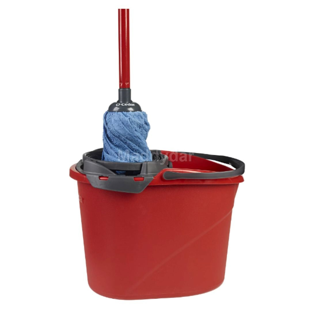 O-Cedar QuickWring Bucket, 2.5 Gallon Mop Bucket with Wringer, Red