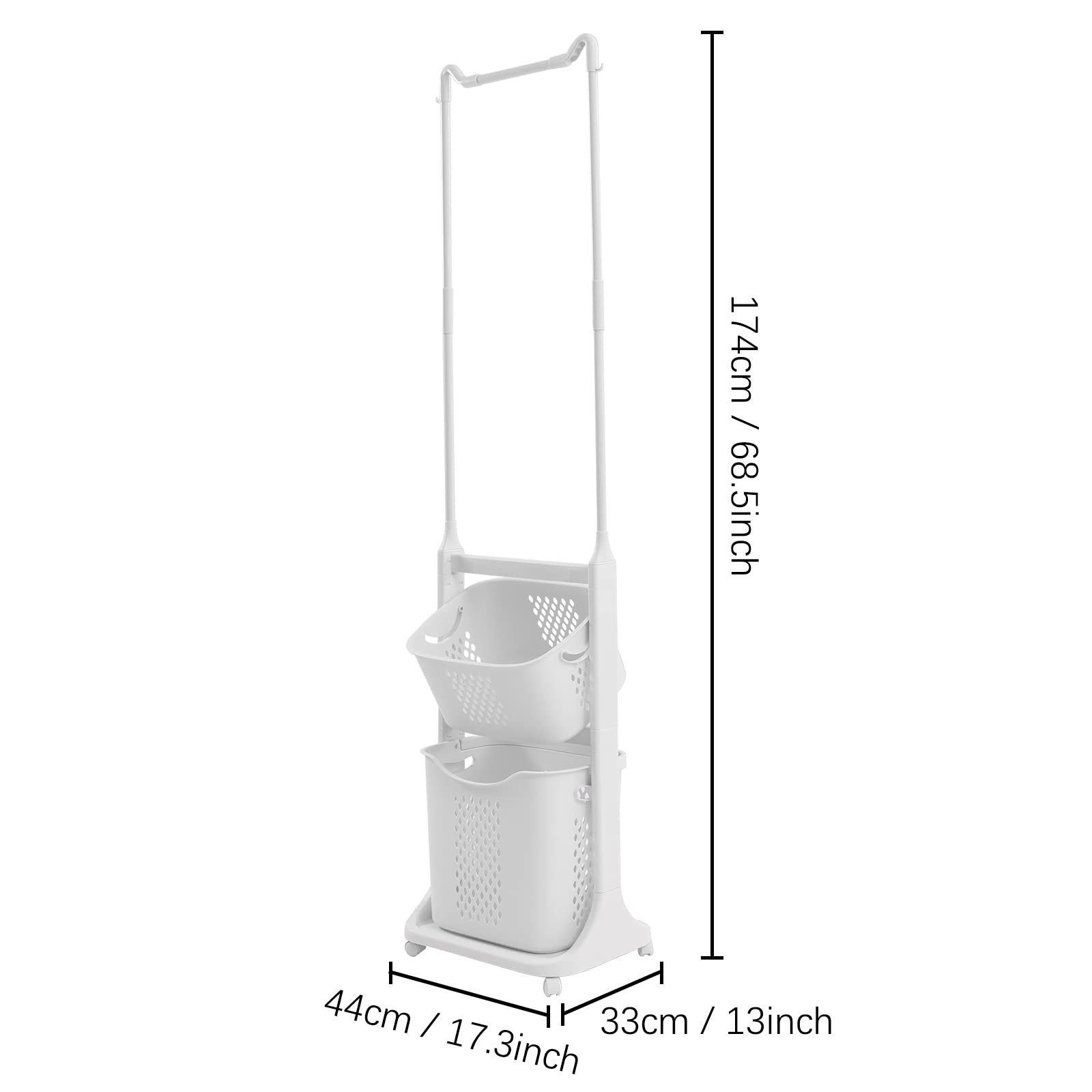 Gdrasuya10 Laundry Basket with Clothes Pole, Waterproof, ABS, PP, Linen, Metal