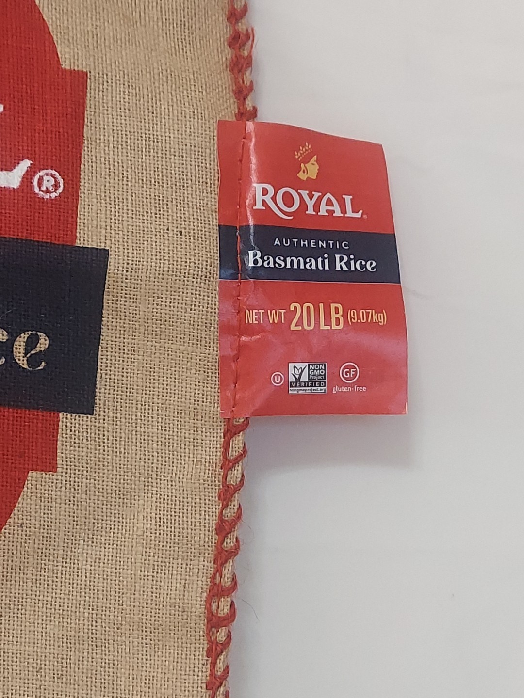 Royal Authentic Basmati Rice Burlap/Jute Display Bag 20 LB Sack Empty Bag