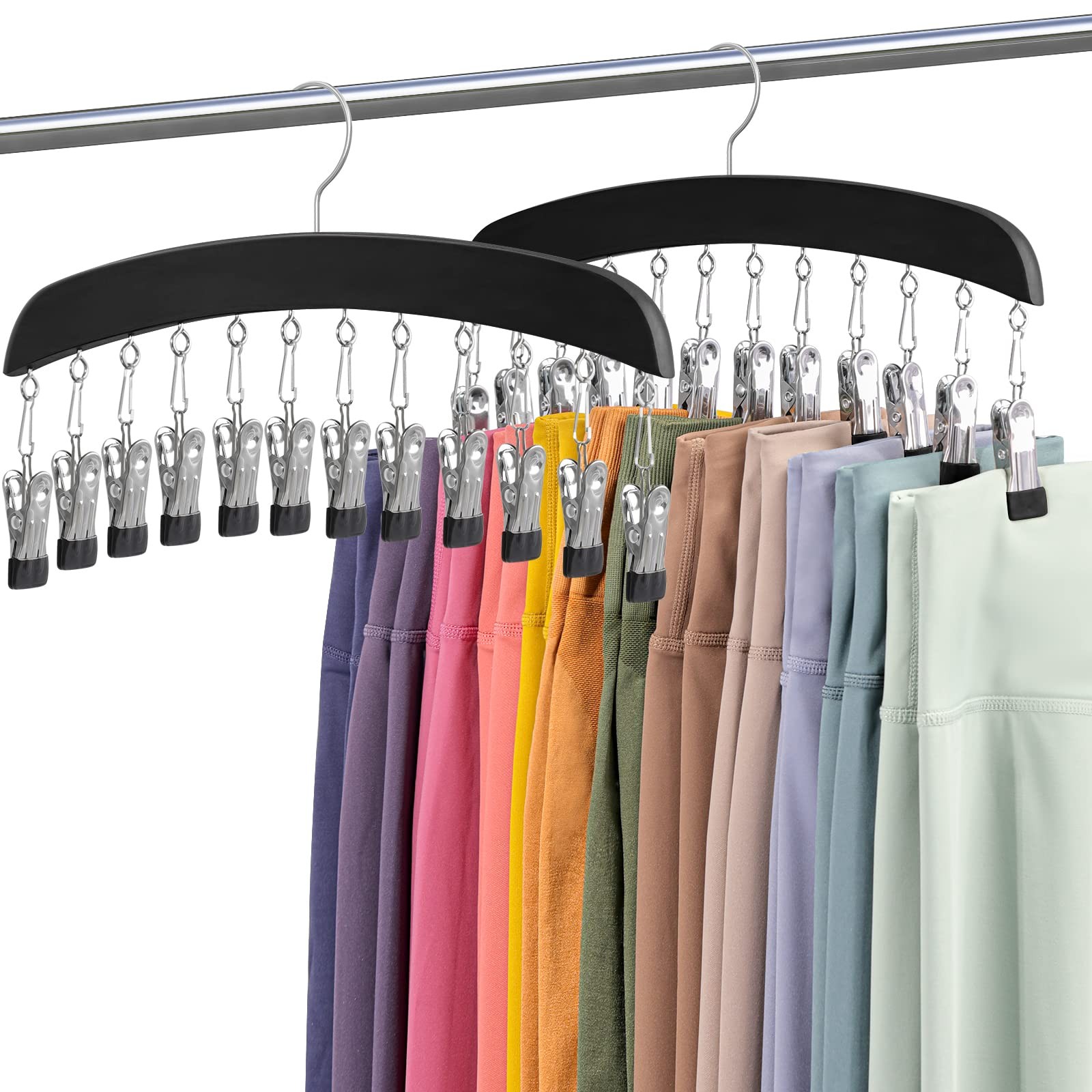 Leggings Hangers For Closet 2 Pcs Wooden Hanging Leggings Organizer Hanger With