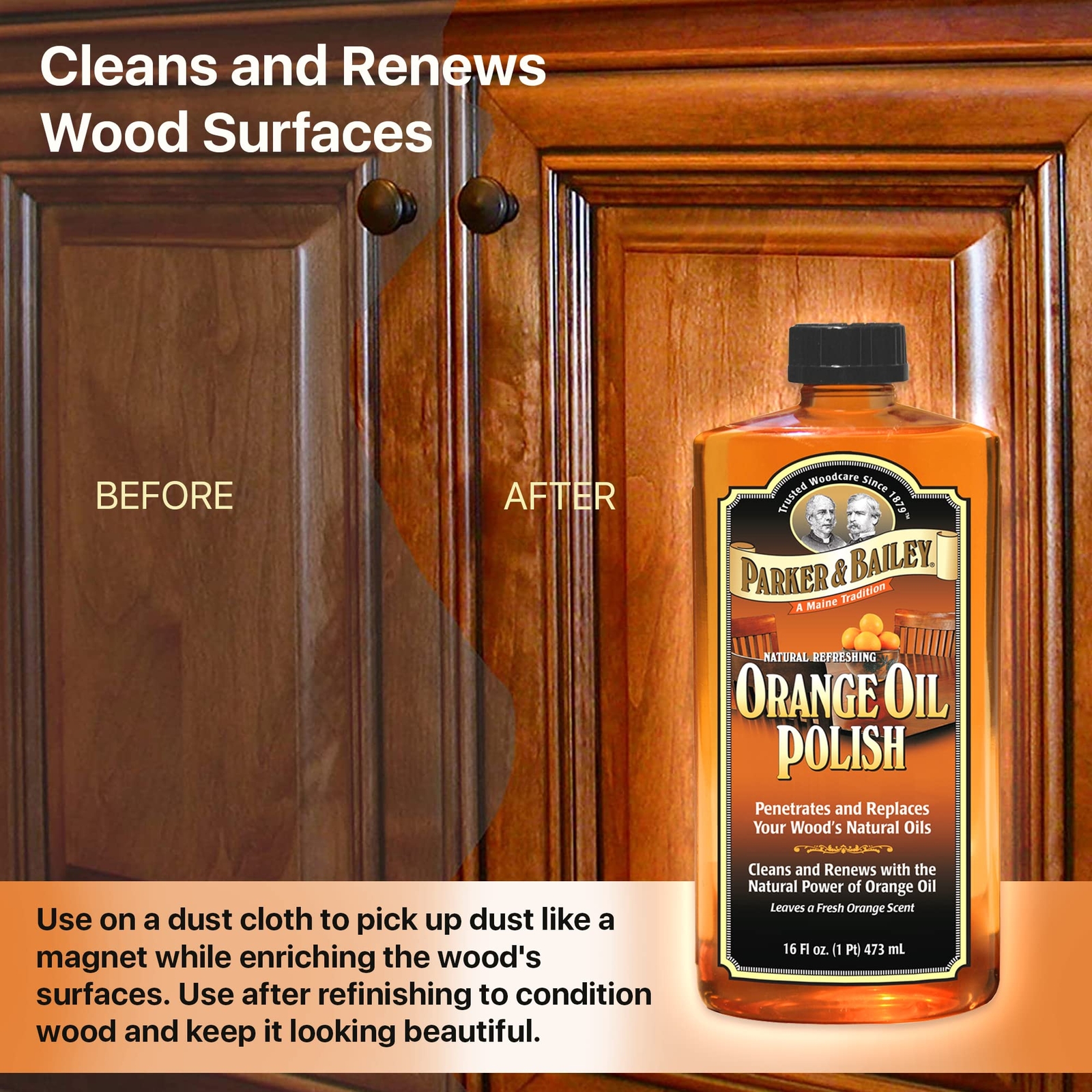 Parker Bailey Orange Oil Wood Cleaner and Polish 16 Fl Oz Natural Shine