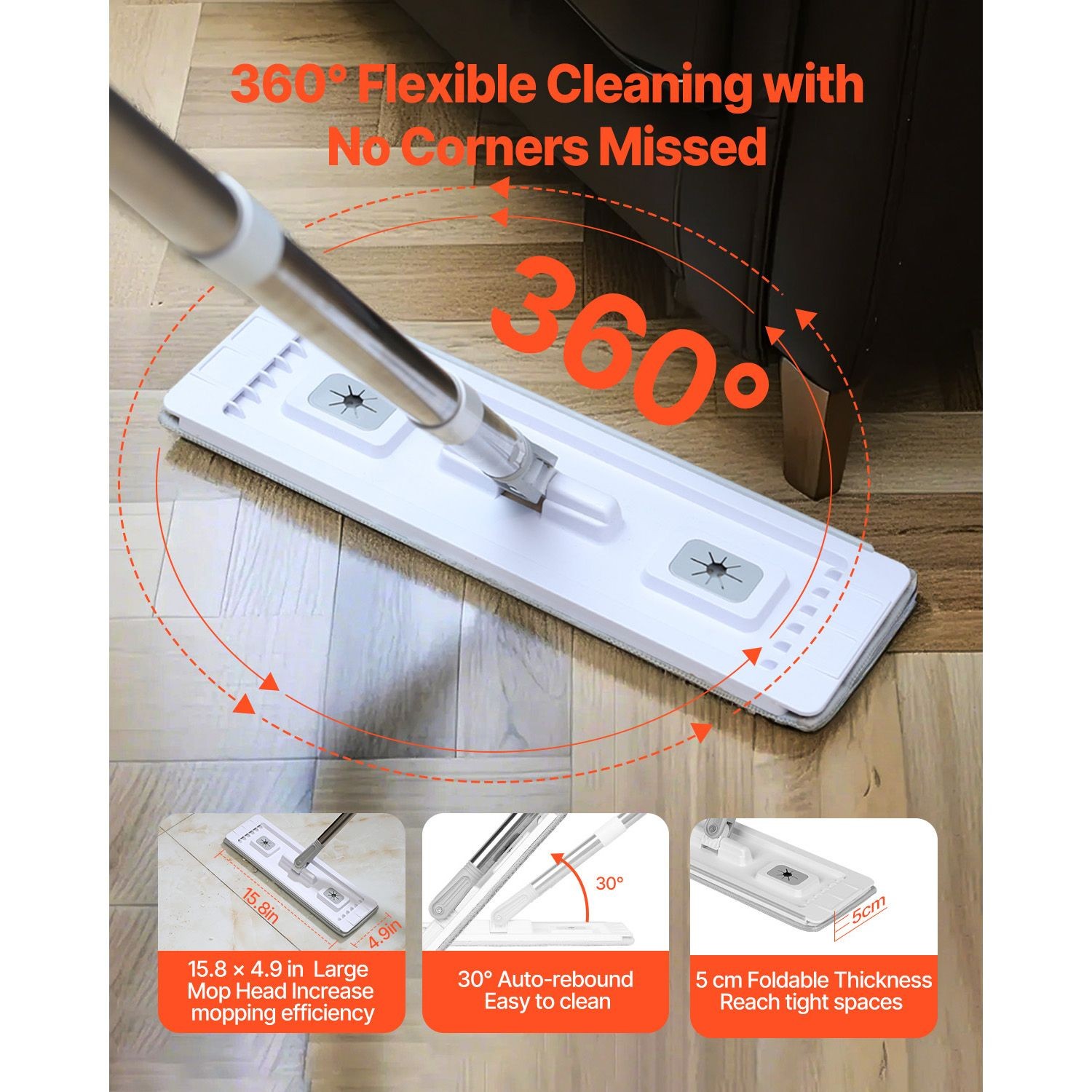 Mop and Bucket with Wringer Set, Wet & Dry Use, Flat Mop and Bucket System