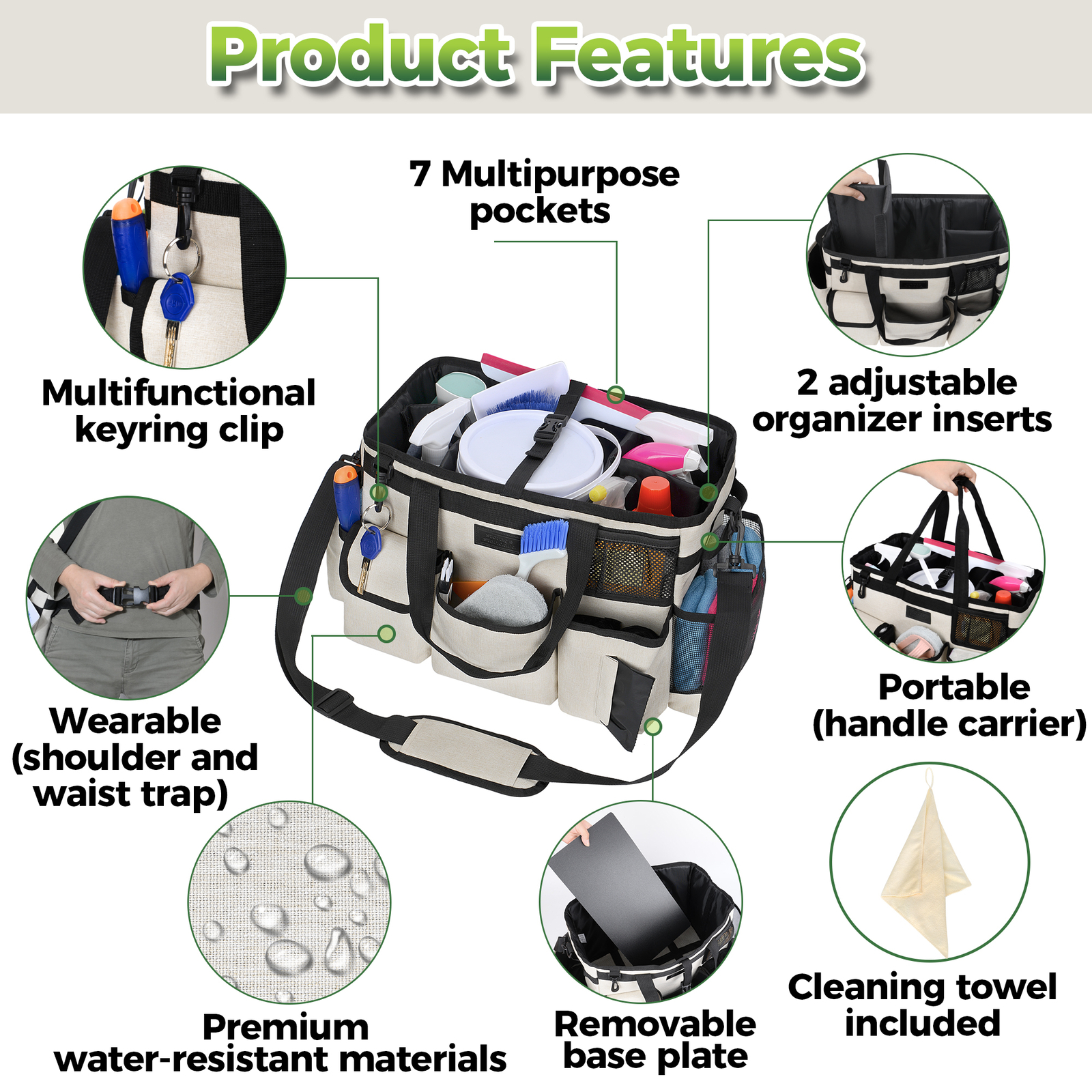 Cleaning Caddy Organizer with Handle for House & Bathroom Cleaning Supplies