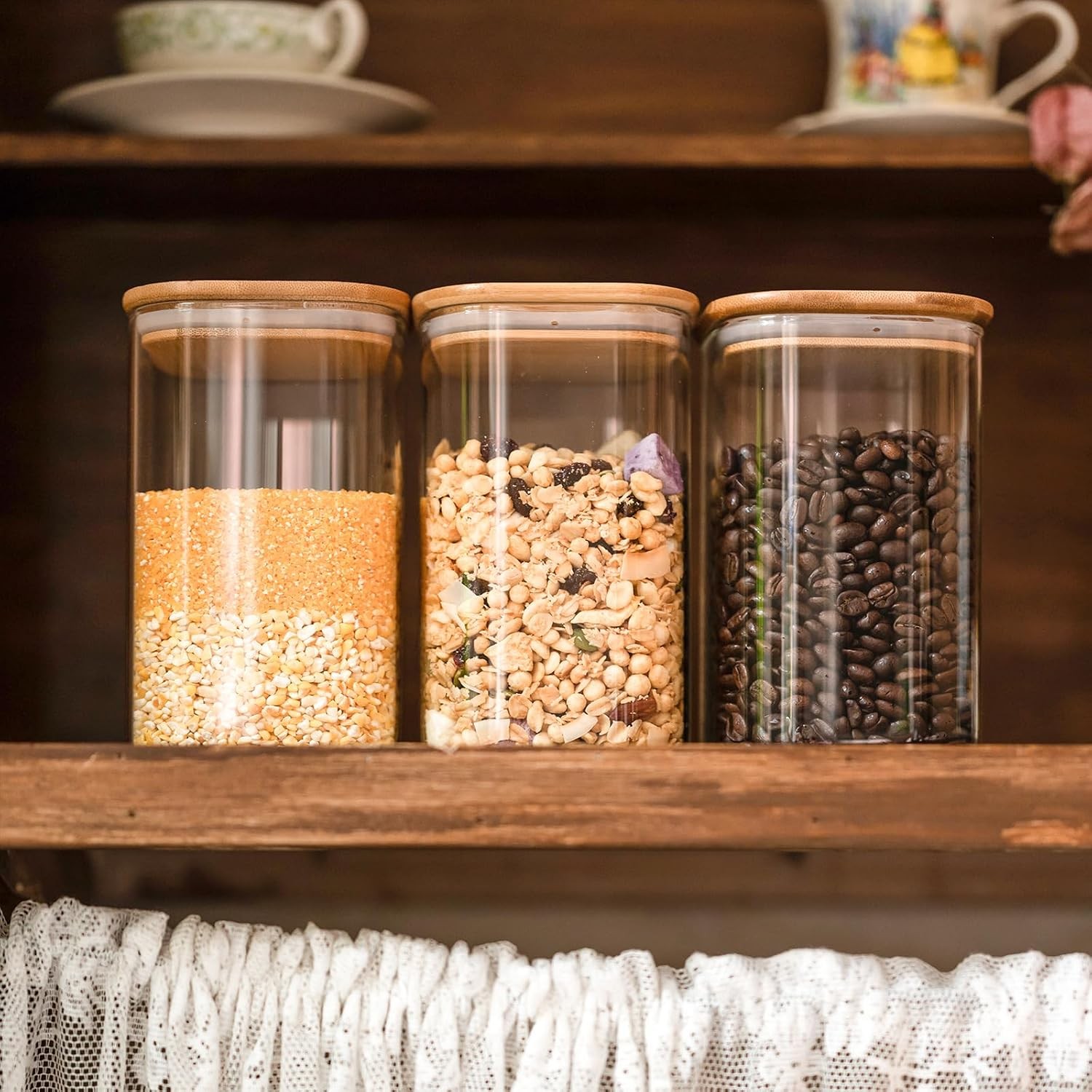 Glass Food Storage Jars 37 oz Set of 6,Glass Storage Containers