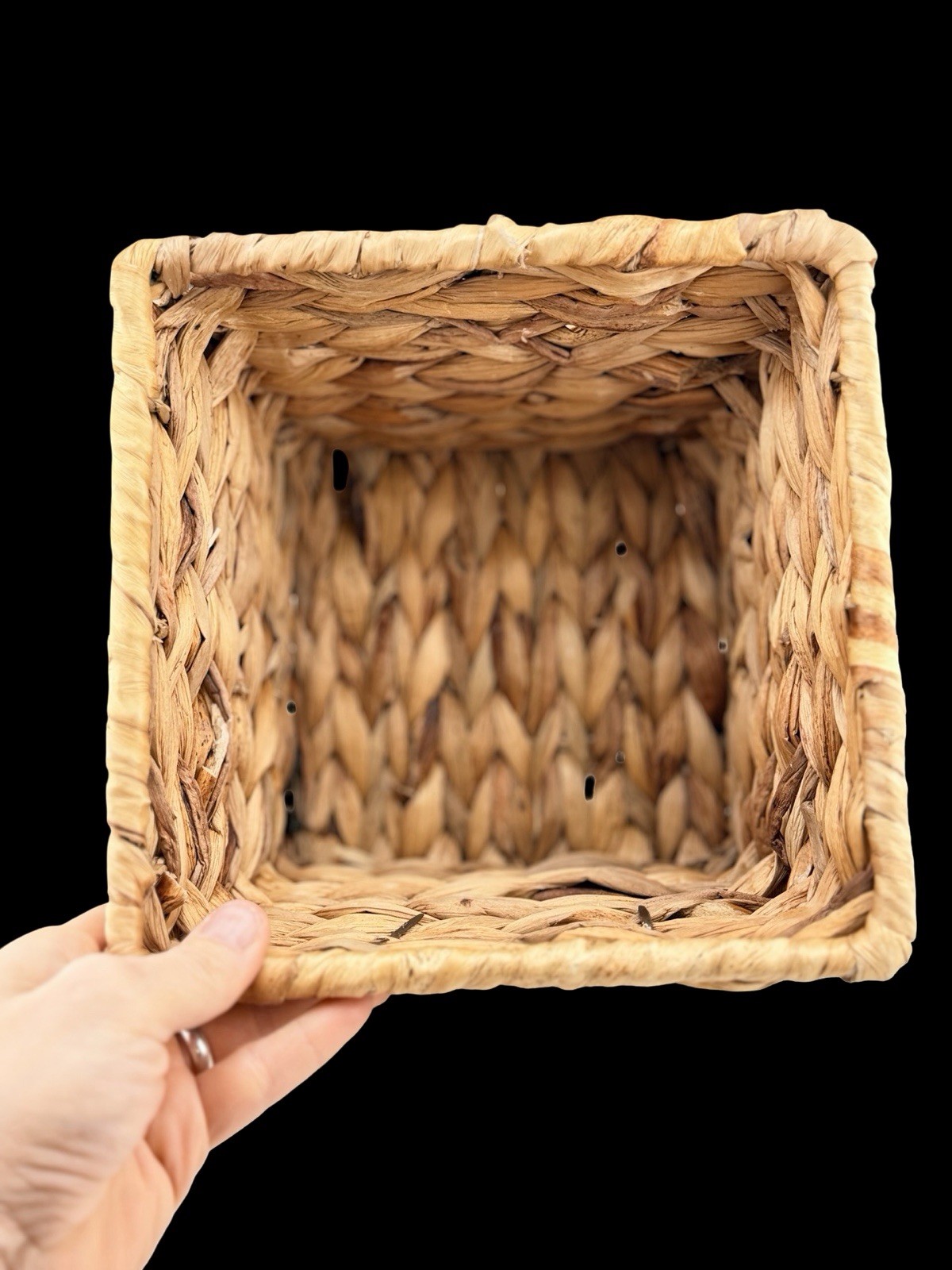 Yankee Candle Woven Storage Basket Natural Fiber Organizer Small Square Rustic