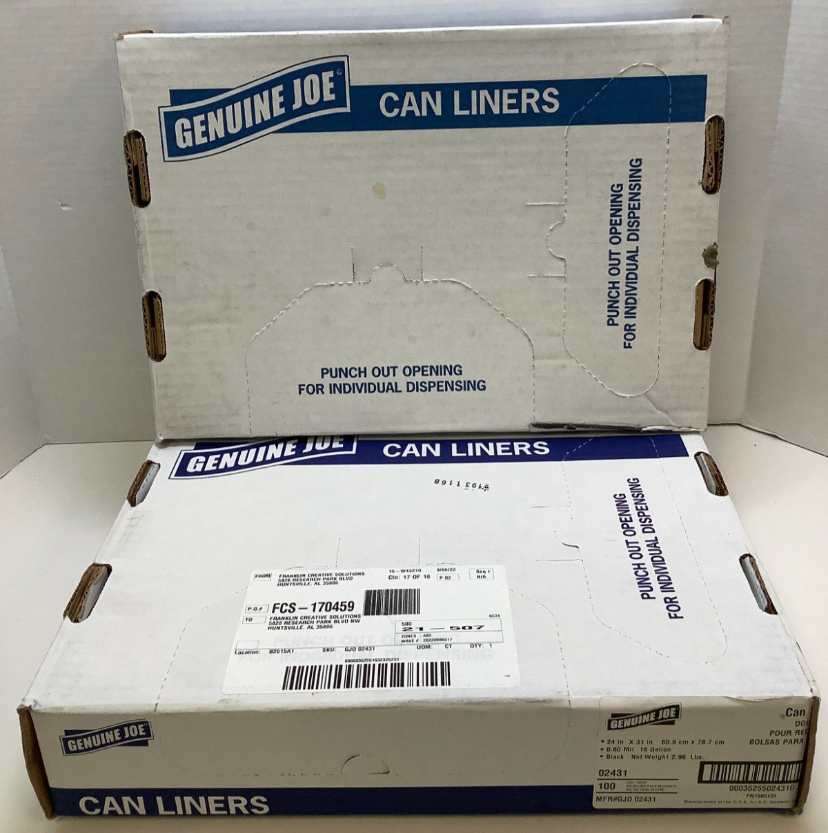 Genuine Joe (02431) Can Liner, Black, 16gal, 24″x31″, 100ct Case, Lot of 2