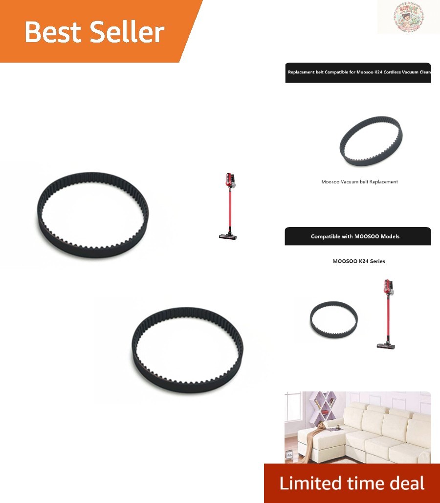 Durable 2-Belt Set for MOOSOO K24 Cordless Vacuum – Lightweight and Long-Lasting