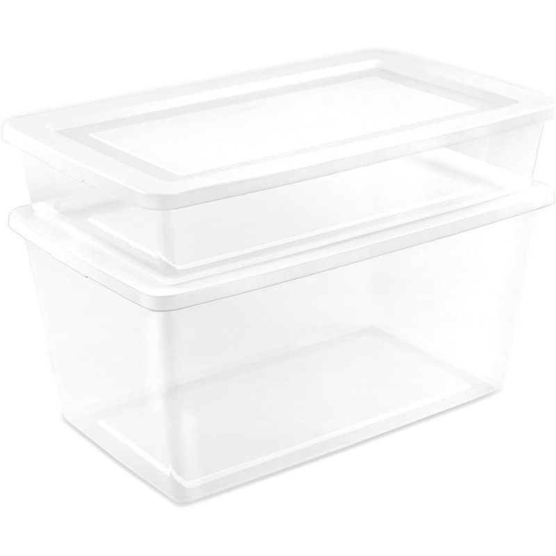 Stackable Plastic Storage Boxes Lightweight Shatterproof Durable W/ Secure Lids