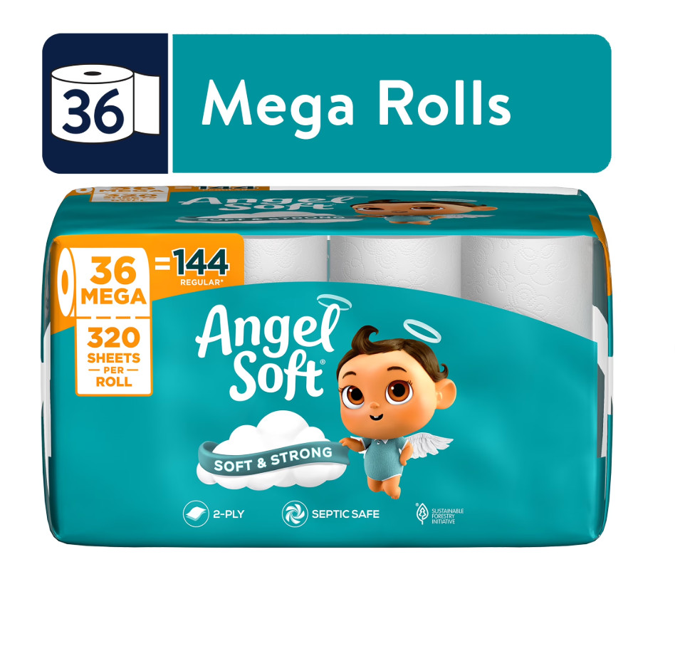 Angel Soft 2-Ply Toilet Paper 36 Mega Rolls 320 Sheets Per Roll Soft Bath Tissue