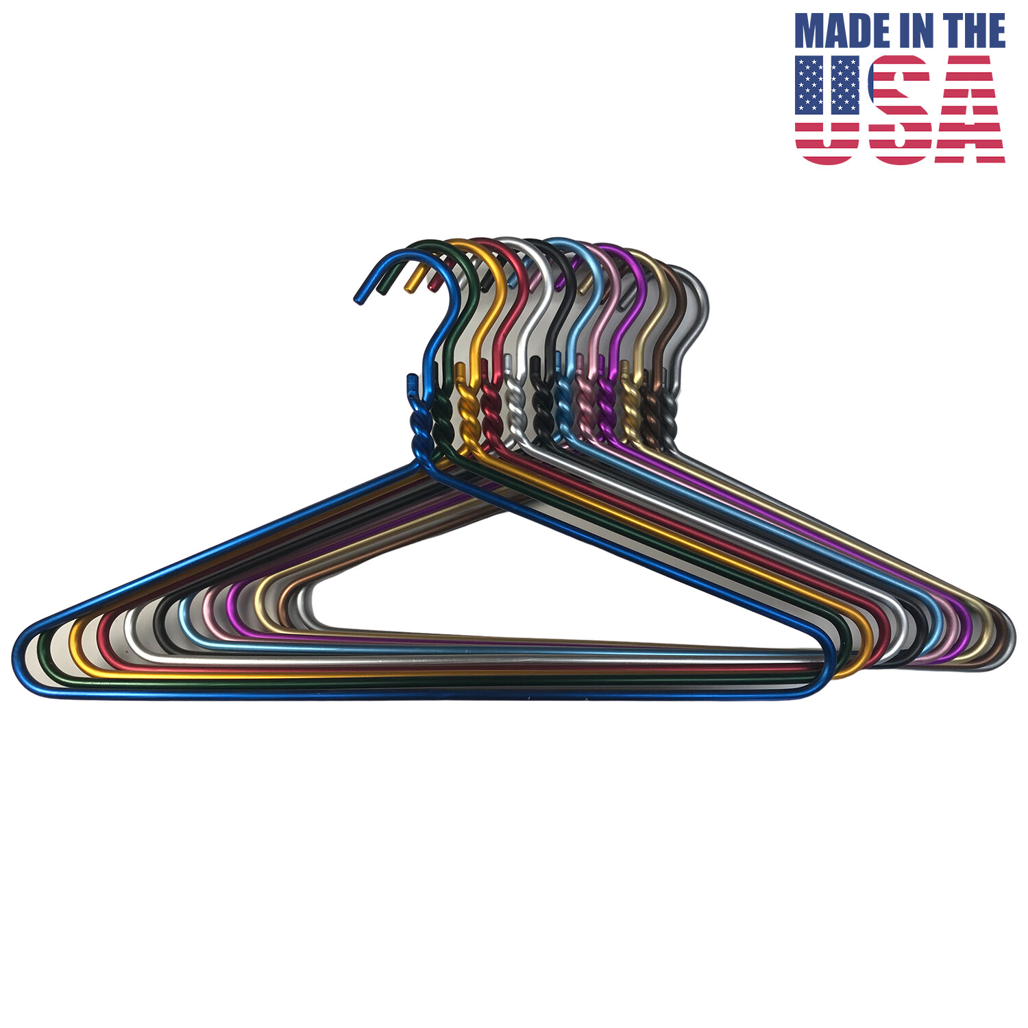 24 PACK Colorful DODCO Heavy Duty Clothes Coat Hanger Aluminum Metal Made in USA