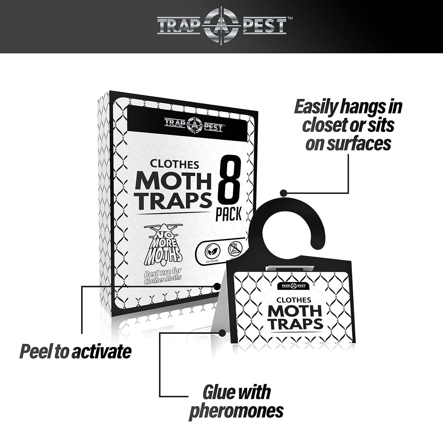 Clothing Moth Traps – 8 Pack – Non Toxic Moth Traps for Clothes with Pheromone A
