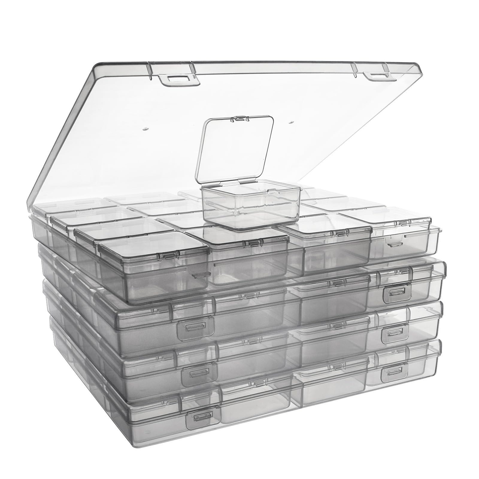 ZIIYAN Bead Storage Containers – 8.3 x 1.65 x 1.1 inches, Transparent 4 Pack